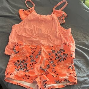 Floral Orange Two-Piece Swimsuit XL